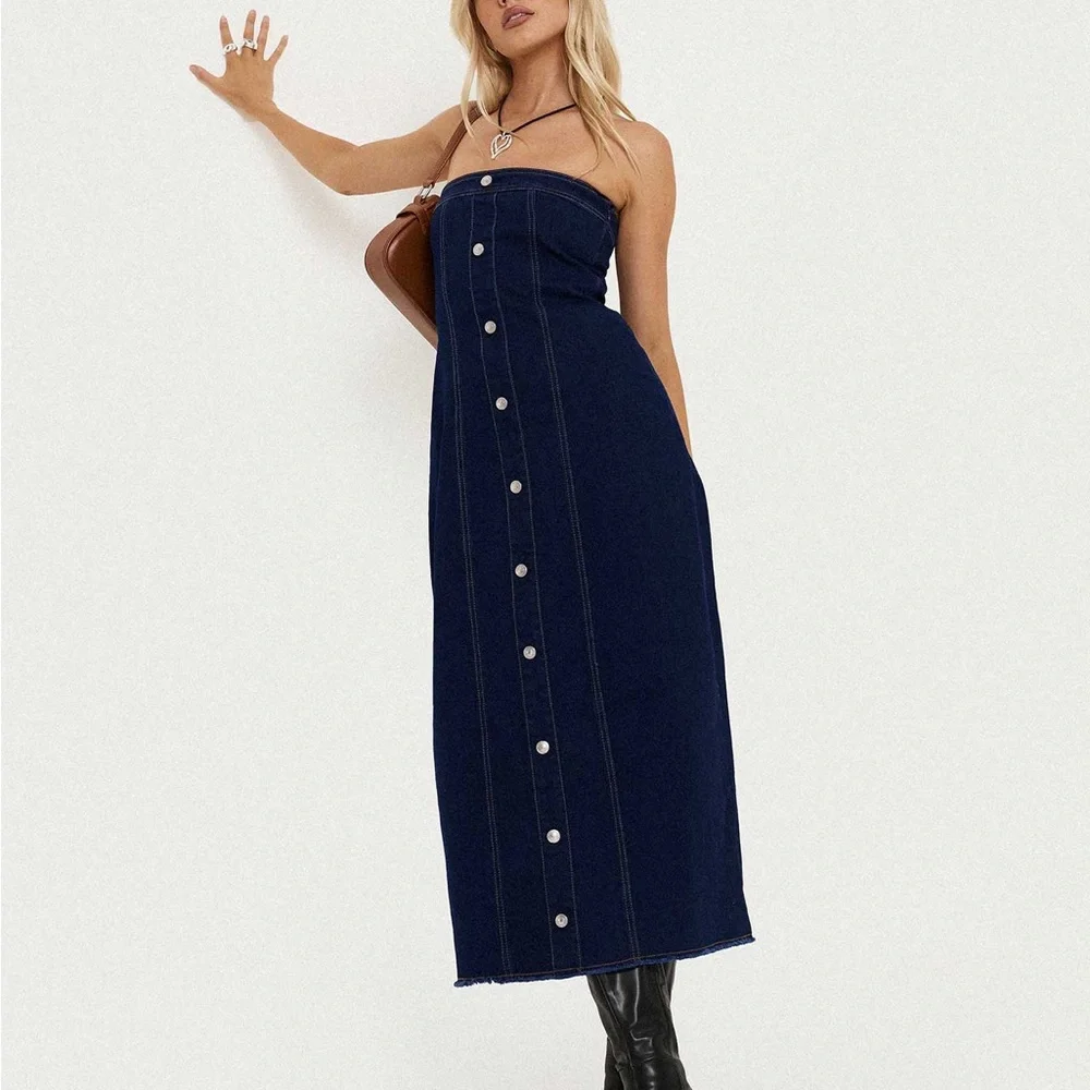 Princess Polly Stoltz Denim Midi Dress NWT - Picture 4 of 9